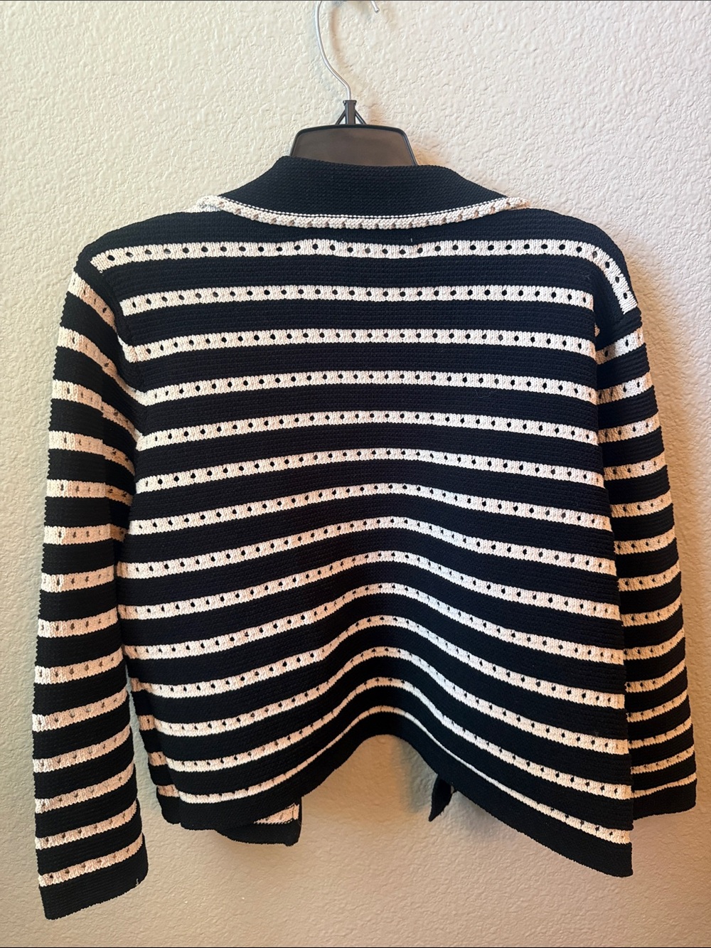 Love Trend Black Cardigan with White Crochet Stripes - Picture 6 of 6